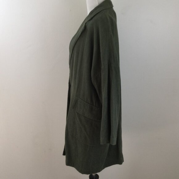 Zara Longline Oversized Linen Blend Olive Blazer Jacker xs - Picture 6 of 13